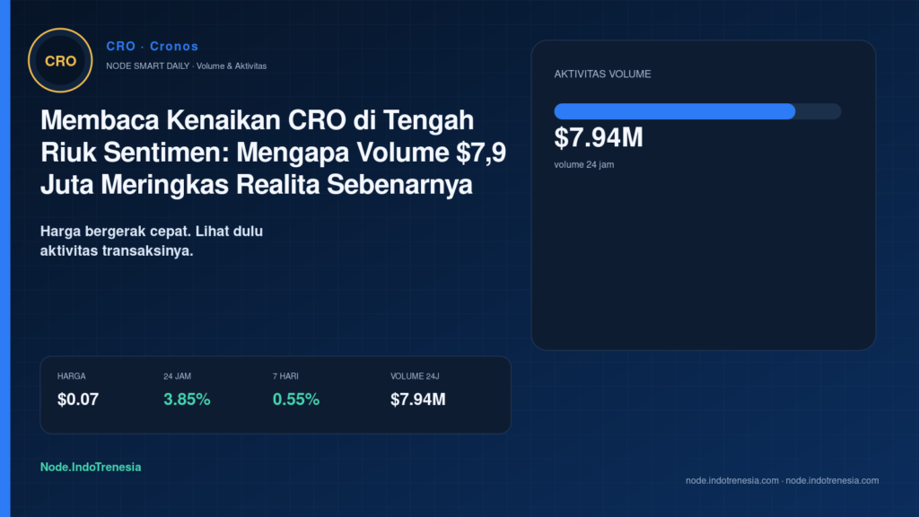 Membaca Kenaikan CRO di Tengah Riuk Sentimen: Mengapa Volume $7,9 Juta Meringkas Realita Sebenarnya